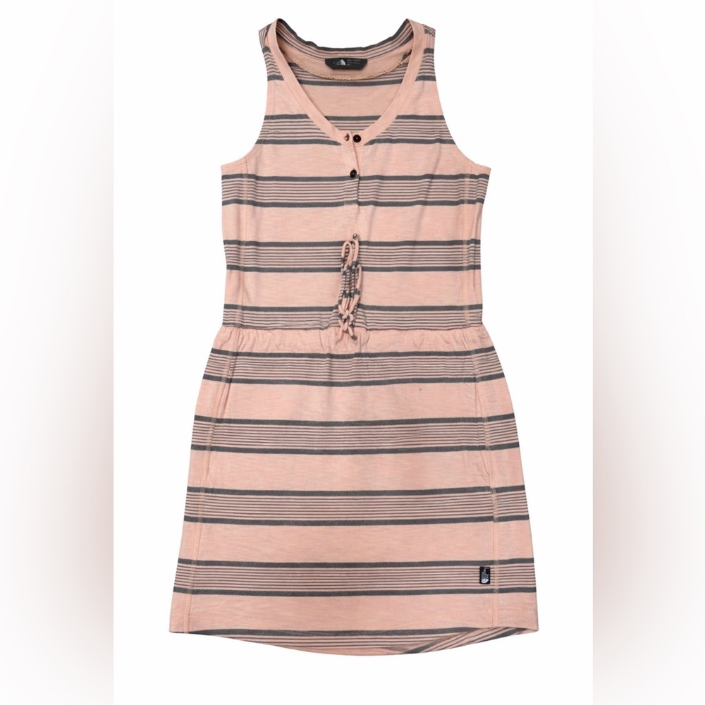The North Face Women’s Striped Tank Dress Medium Pink Gray Drawstring Cotton